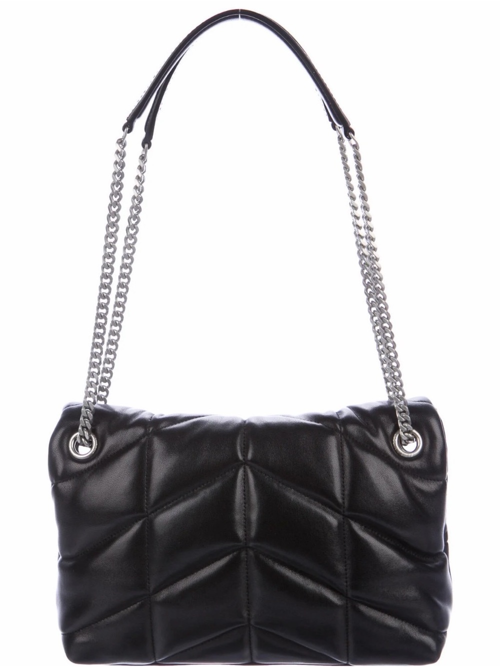 Topshop Black Quilted Shoulder Bag with Silver Chains